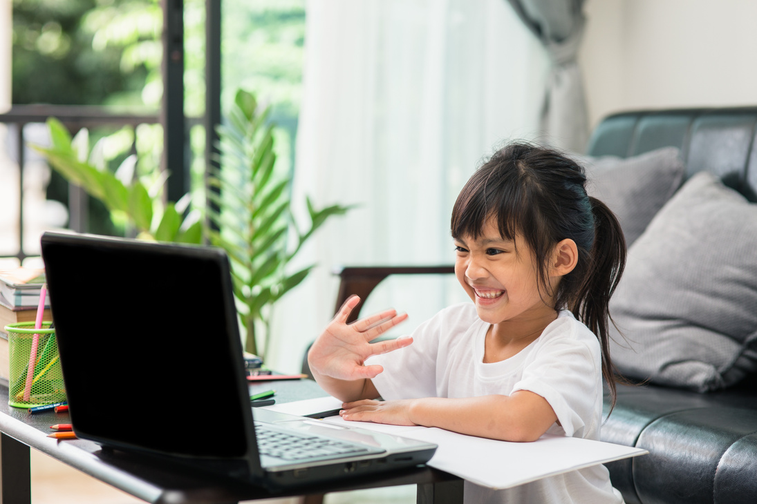 Asian Girl Student Online Learning Class Study Online Video Call