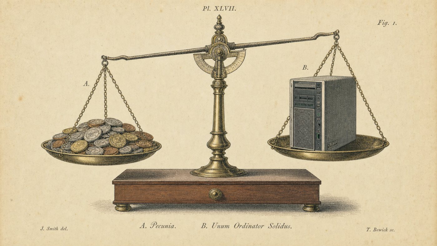 Antique engraving of an apothecary balance scale